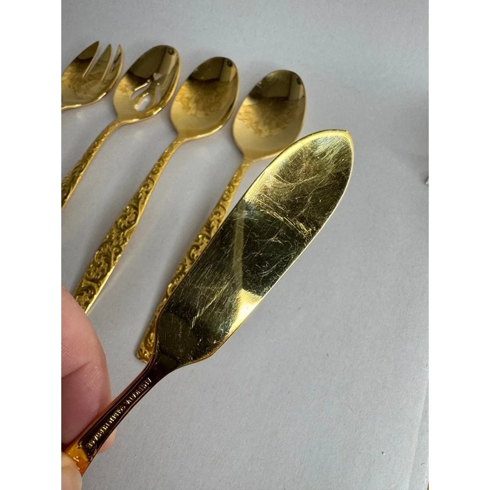 Americana Golden Heritage Gold Electroplate Flatware Hostess Serving Set 6pc